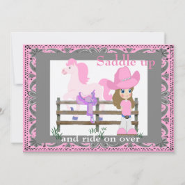 Westerna Party Cowgirl Horse Saddle Birthday Inbjudningar