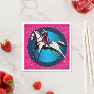 Westerna Party Cowgirl Kid Riding Horse Bandana Pappersservett