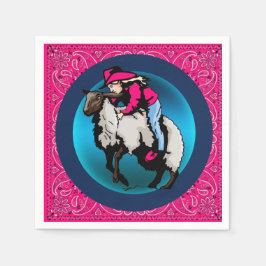 Westerna Party Cowgirl Mutton Bustin' Rosa Bandana Pappersservett