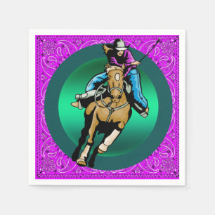 Westerna Party Cowgirl Riding Horse Lila Bandana Pappersservett
