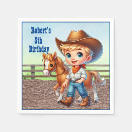 Westerna Party lilla kupé med häst Anpassningsbar Pappersservett