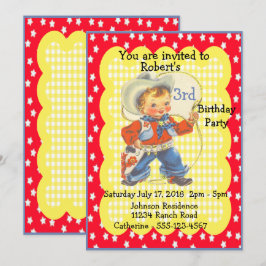 Westerna Party Little Cowboys Birthday-inbjudan Inbjudningar