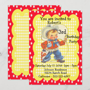 Westerna Party Little Cowboys Birthday-inbjudan Inbjudningar