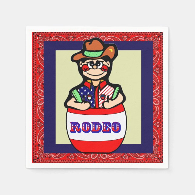 Westerna Party Rodeo Clown and Barrel Pappersservett (Framsidan)