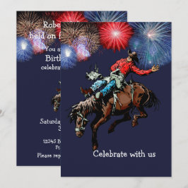 Westerna Party Rodeo Cowboy Bronc Rider Blue Inbjudningar