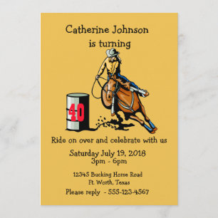 Westerna Party Rodeo Cowgirl Barrel Racer Inbjudningar