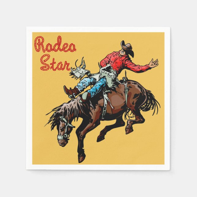 Westerna Party Rodeo-händelser Napkins Pappersservett (Framsidan)