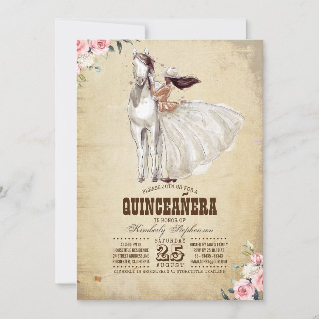 Westerna Quinceañera - 15:e födelsedagen Inbjudningar (Framsida)