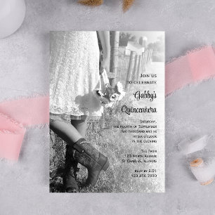 Westerna Quinceañera med solblommor och Land Inbjudningar