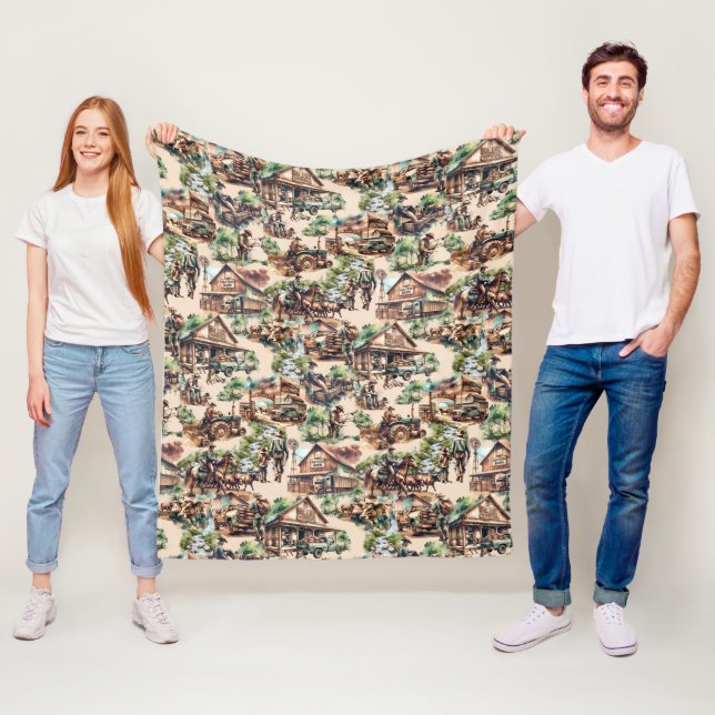 Westerna Ranch- eller Land-odlingsscenen Fleecefilt (På plats)