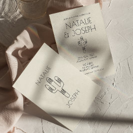 Westerna Retro Hand plockade Cactus Modern Bröllop Inbjudningar