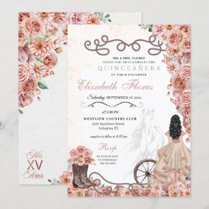 Westerna Ro Guld Princess Charra Quinceañera Inbjudningar