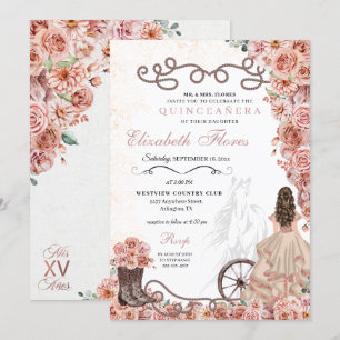 Westerna Ro Guld Princess Charra Quinceañera Inbjudningar