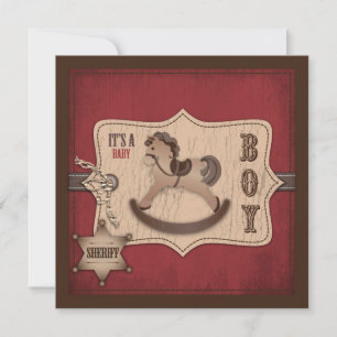 Westerna Rocking Horse Baby Shower Inbjudningar