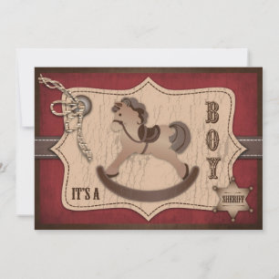 Westerna Rocking Horse Baby Shower Inbjudningar