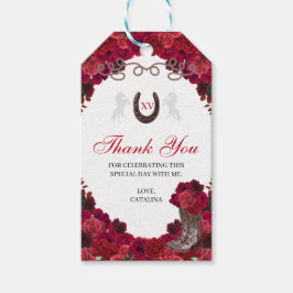 Westerna Röd ros Ranchero Quinceanera Presentetikett