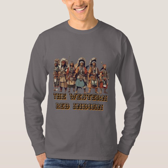 Westerna Röda indiska krigare, modig enhet - T Shirt (Framsida)