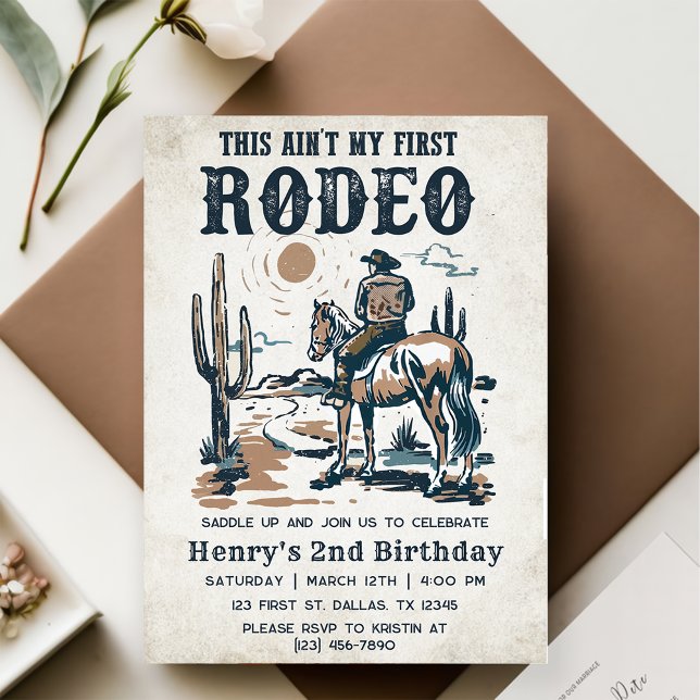 Westerna Rodeo Cowboy 2:a födelsedagen Inbjudningar (Skapare uppladdad)