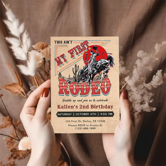 Westerna Rodeo Cowboy 2:a födelsedagen Inbjudningar (Skapare uppladdad)