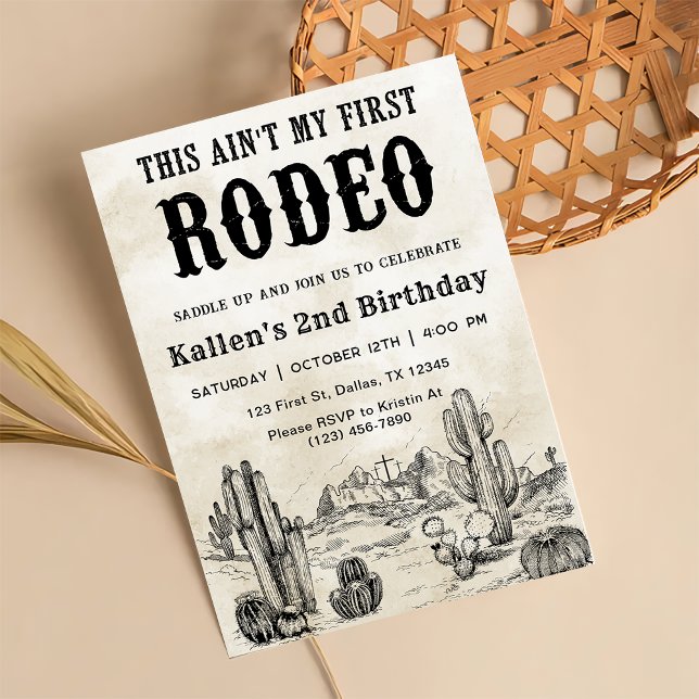 Westerna Rodeo Cowboy 2:a födelsedagen Inbjudningar (Skapare uppladdad)