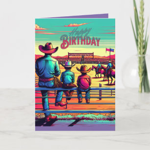 Westerna Rodeo Cowboys Personlig Birthday Kort