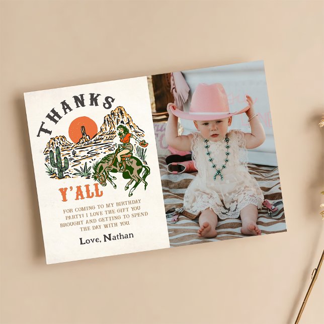 Westerna Rodeo Cowgirl Birthday Photo Tack Kort (Skapare uppladdad)