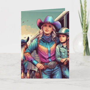 Westerna Rodeo Cowtjejer Personlig Birthday Kort