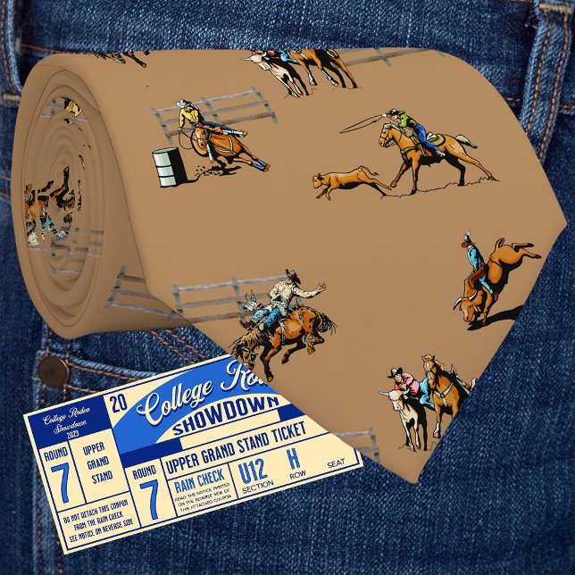 Westerna Rodeo Event Scene Cowboy Cowtjejer Horses Slips (Western Rodeo events cowboys and cowgirls necktie)