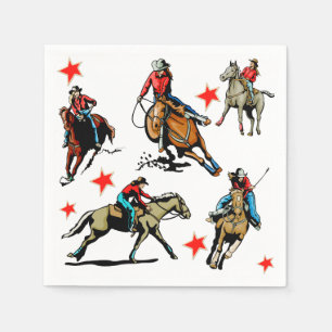 Westerna RodeoCowgirls på hästar Pappersservett