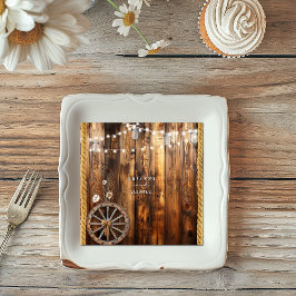 Westerna Rope Wagon Wheel Mason Burk Ljus Pappersservett