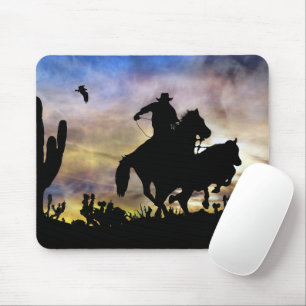 Westerna Roping Cowboy Desert Scene i land Musmatta