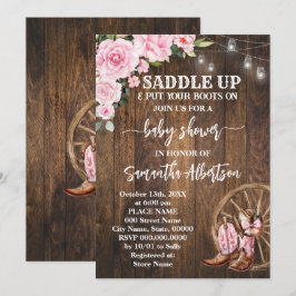 Westerna Rosa Baby Shower Land Boots Inbjudningar
