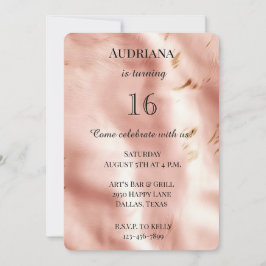 Westerna  Rosan Faux Cowhide Birthday Inbjudningar
