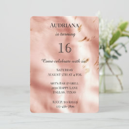 Westerna Rosan Faux Cowhide Birthday Inbjudningar