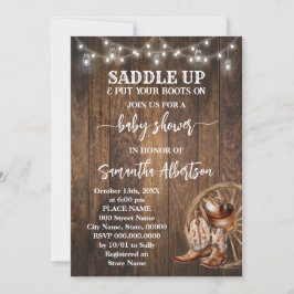 Westerna Rustic Baby Shower Land Boots Inbjudningar
