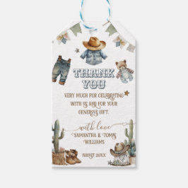 Westerna Rustic Boho Little Cowboybabyskor Presentetikett