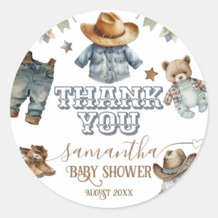 Westerna Rustic Boho Little Cowboybabyskor Runt Klistermärke