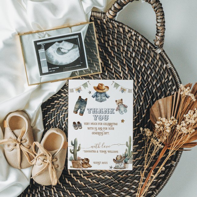 Westerna Rustic Boho Little Cowboybabyskor Tack Kort (Skapare uppladdad)