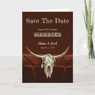 Westerna Rustic Bröllop Bull Skull Spara datum Meddelande