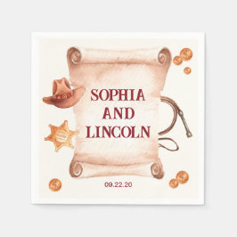 Westerna Rustic Brown Bröllop Pappersservett