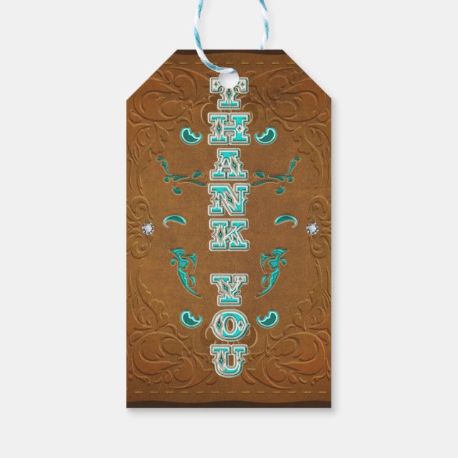 Westerna Rustic Brown Leather Diamonds TACK Presentetikett (Baksidan)