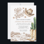 Westerna Rustic Cowboy Cactus Birthday Inbjudningar<br><div class="desc">Cowgirl startar Western Bjud. Cowboy Party,  Rodeo Birthday. Saddla upp stövlar på,  rustik chic födelsedag,  rustik cowgirl födelseår. Westerna Rustic Birthday Land födelsedag.</div>