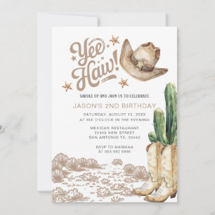 Westerna Rustic Cowboy Cactus Birthday Inbjudningar