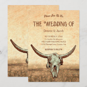 Westerna Rustic Land Bull Skull Inbjudningar