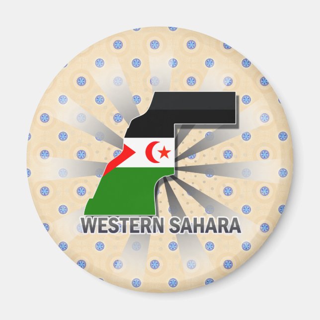 Westerna Sahara Flagga Karta 2.0 Magnet (Framsidan)
