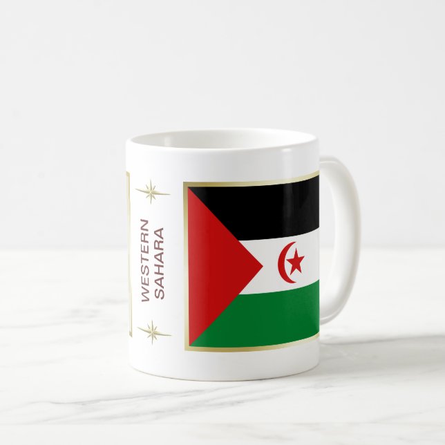 Westerna Sahara Flagga + Karta Mugg (Framsida höger)