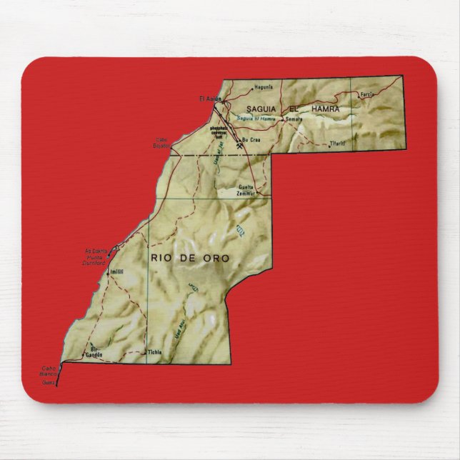 Westerna Sahara Karta Mousepad Musmatta (Framsidan)