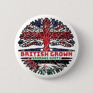 Westerna Sahara Sahrawi British UK Träd Roots Flag Knapp