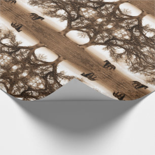 Westerna Sepia Tones med Horse och Oak Träd Presentpapper
