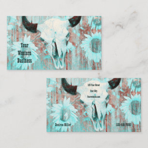 Westerna solblommor av typen Rustic Teal Land Bull Visitkort